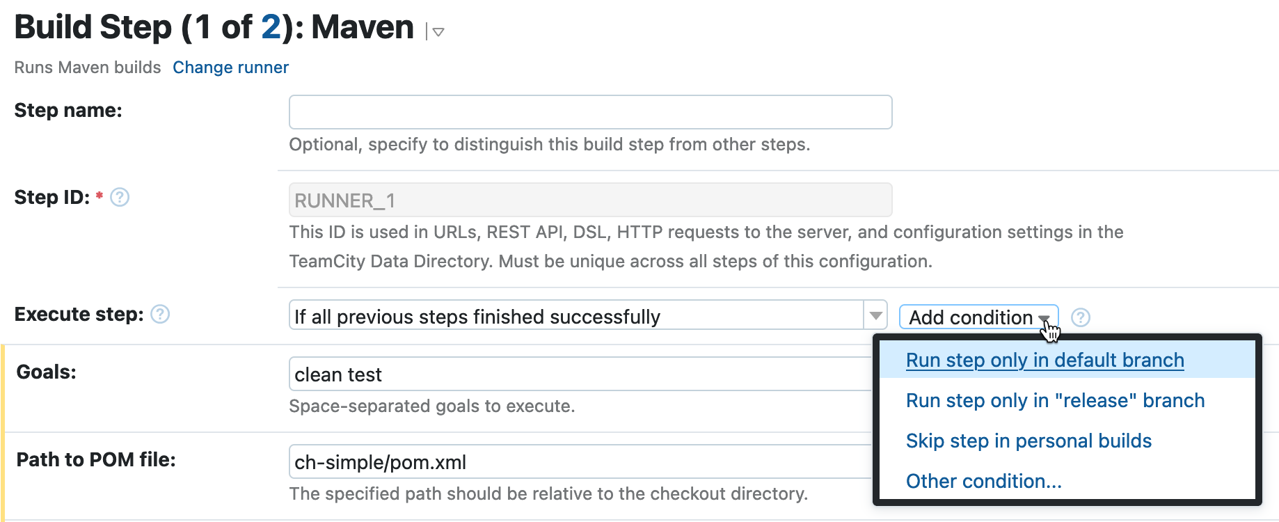 Build step execution condition Build step execution condition