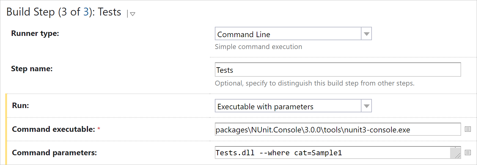Build step: Command Line Build step: Command Line