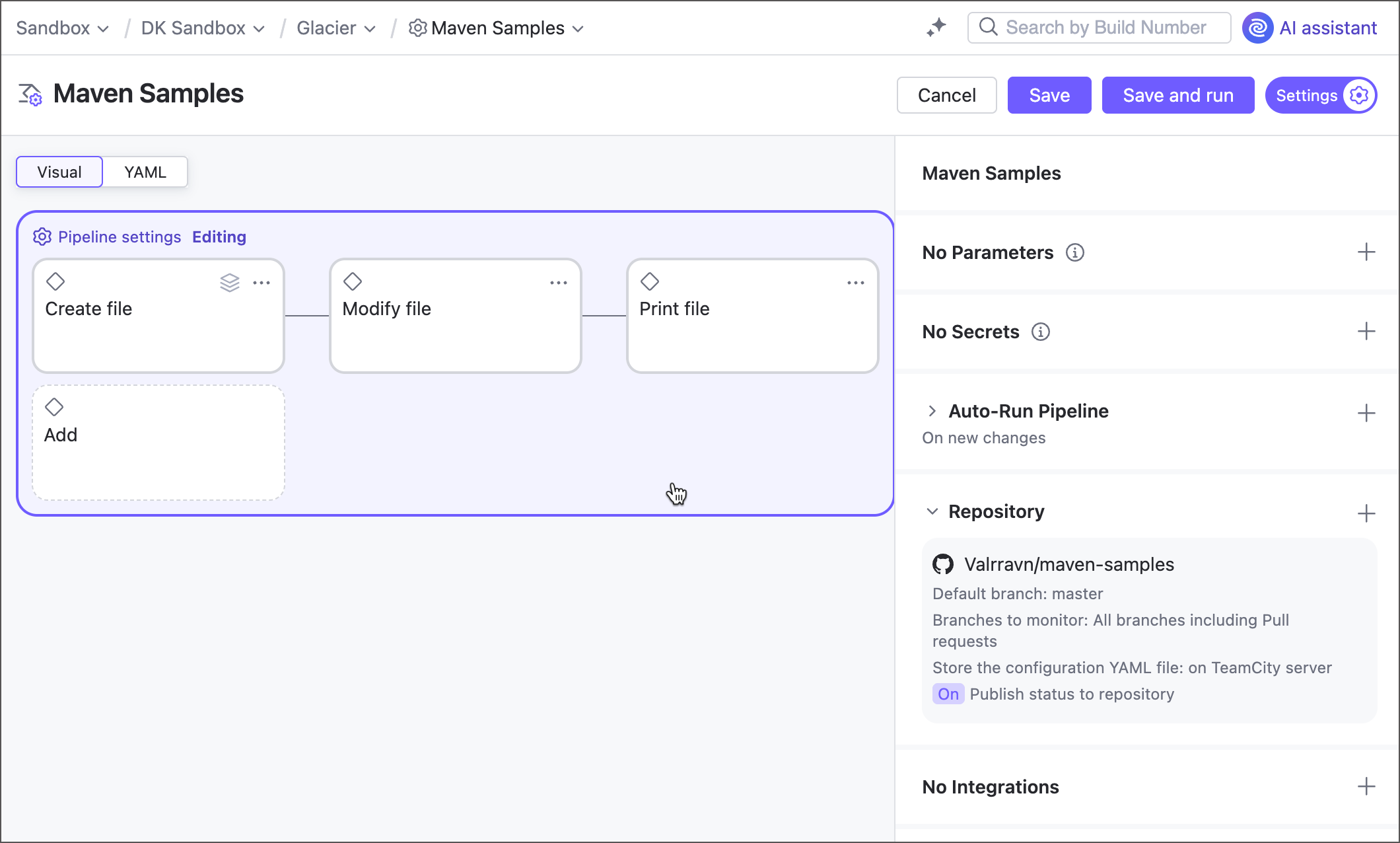 Open pipeline settings Open pipeline settings