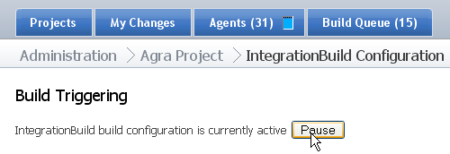 Pause build config