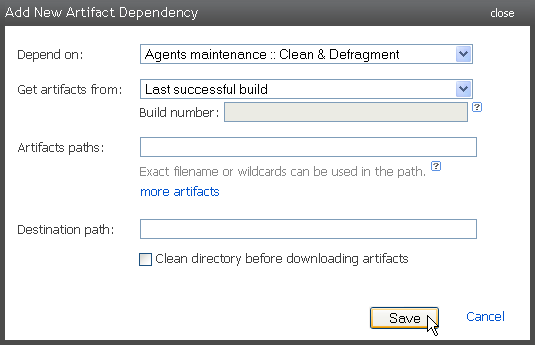 Add new artifact dependency dialog