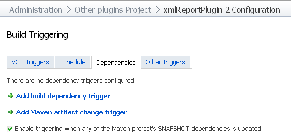 Dependencies trigger tab