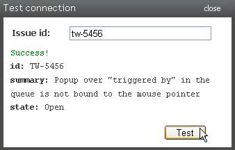 Issue tracker connection tested