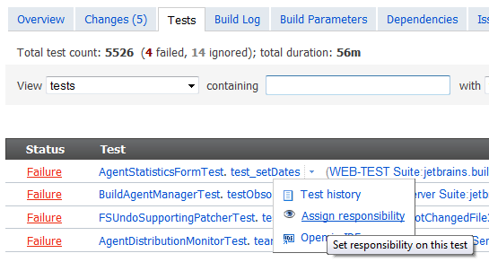 Per test responsibility Per test responsibility