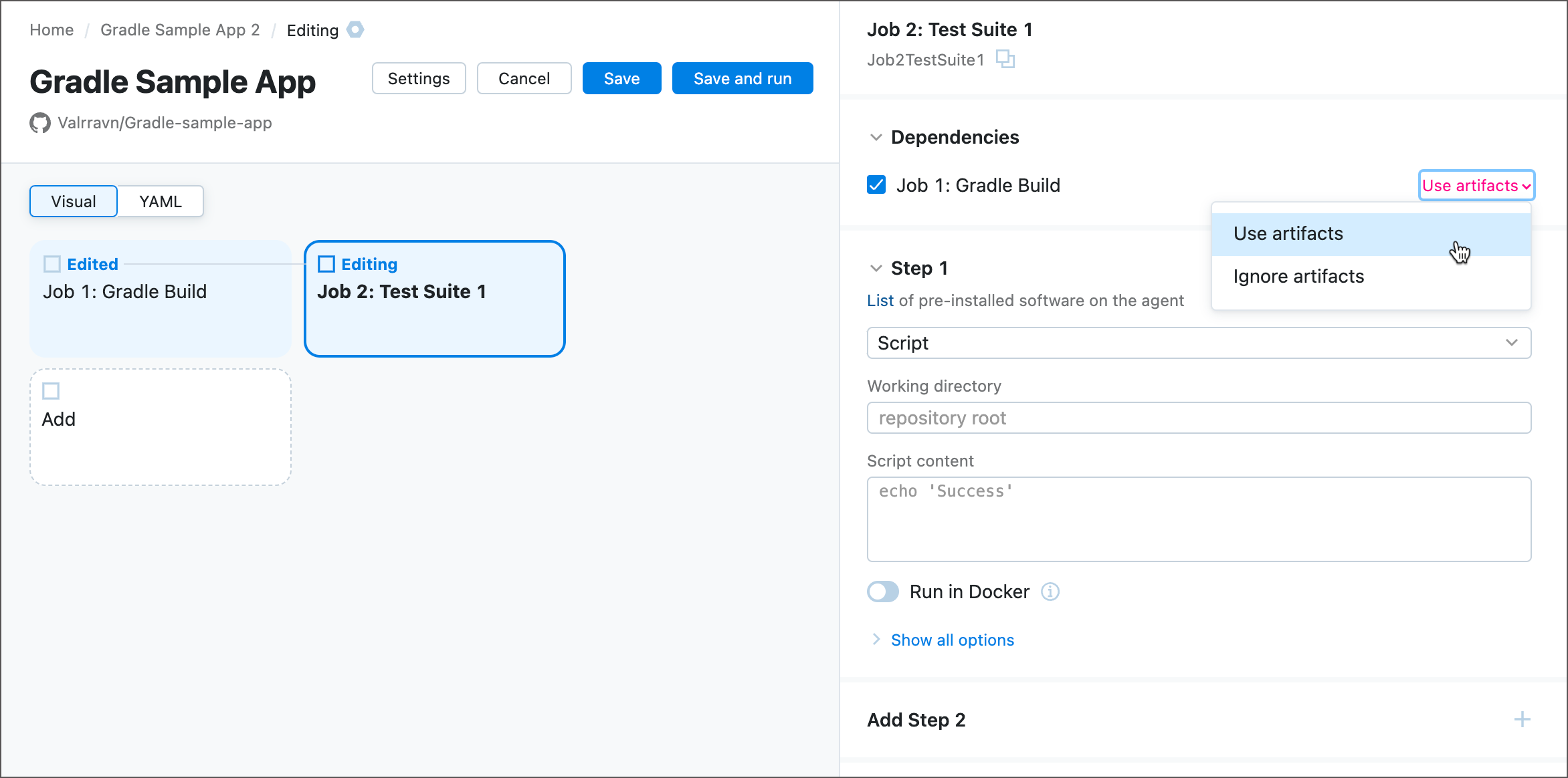 Add dependent Job