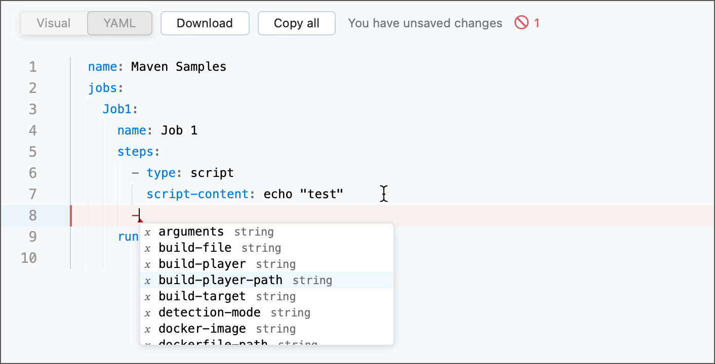 Autocomplete in YAML