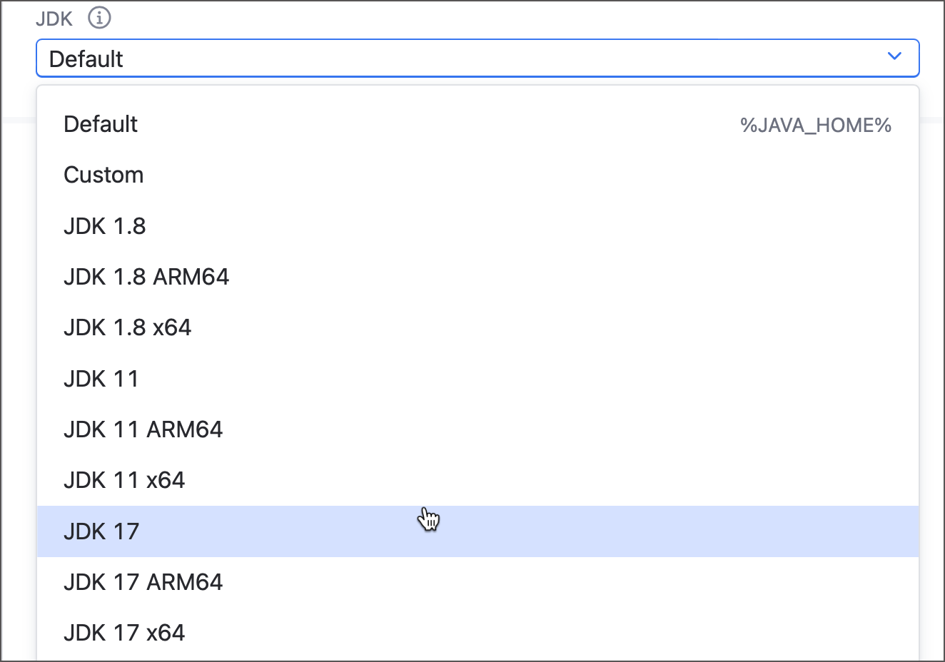 Default Java options