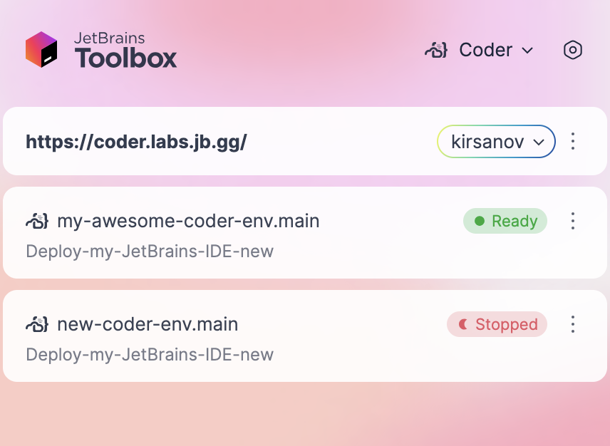 Coder workspace