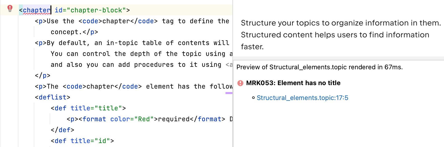 Block elements validation