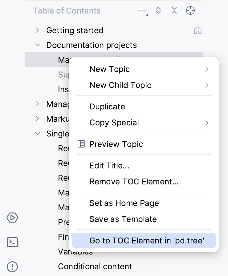 Edit Toc element