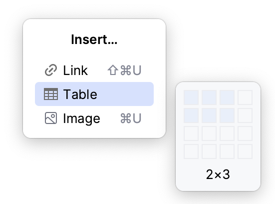 Insert table in Markdown