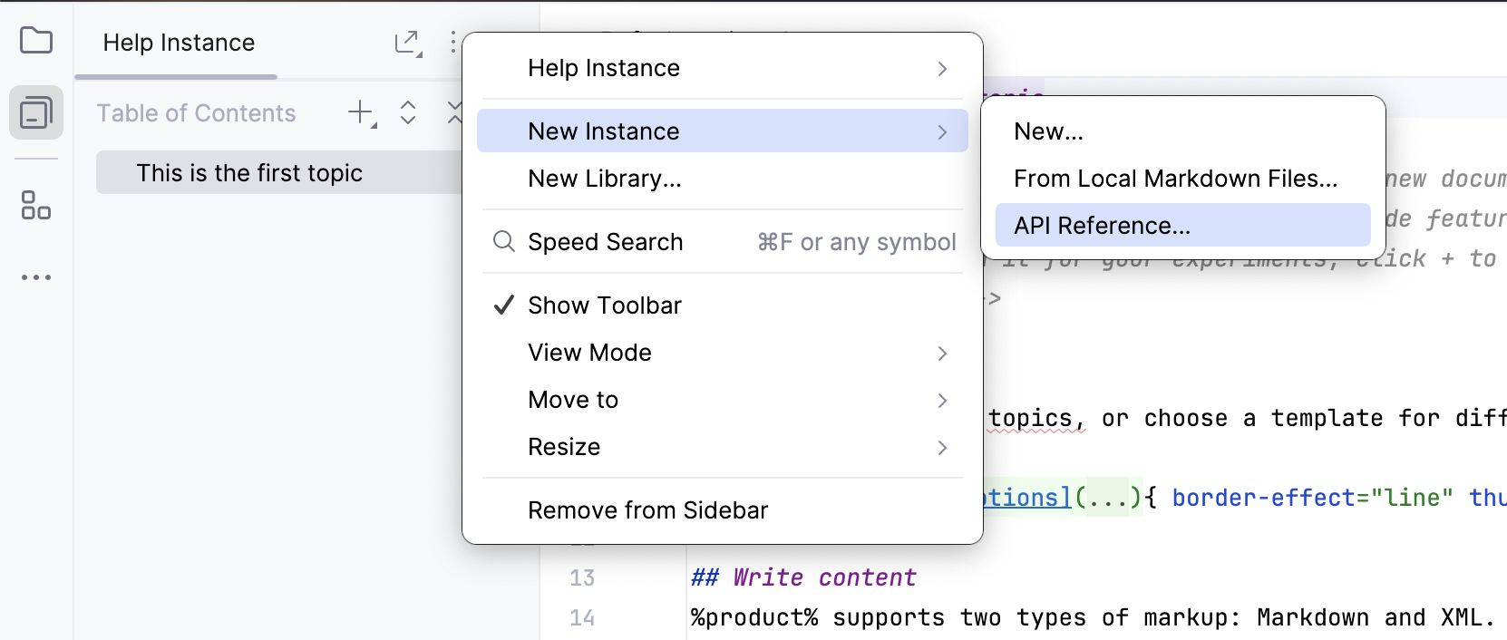 Create new API doc instance