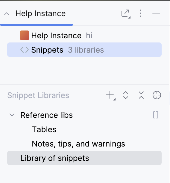 Snippet Libraries pane