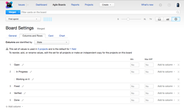 Board columns settings