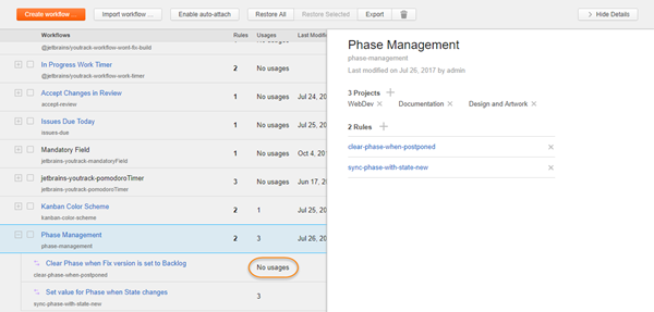 activate workflow rule no usages