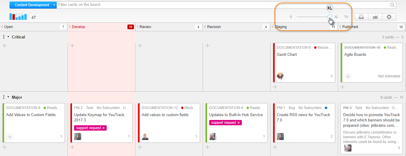 kanban tutorial card size