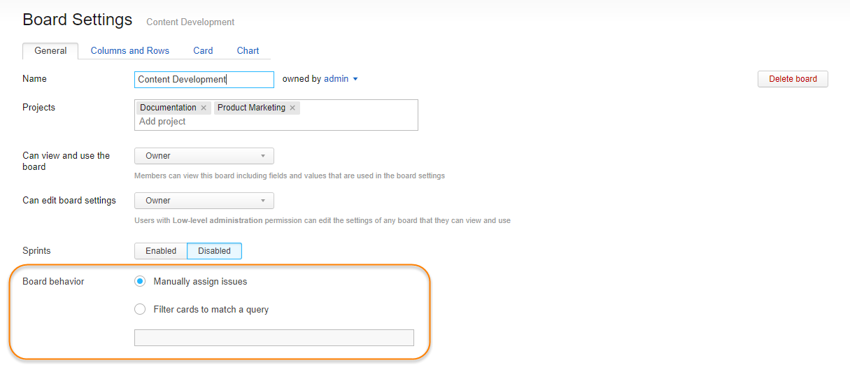 kanban tutorial sprint options