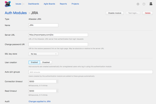Jira auth module enabled