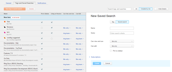 new saved search sidebar