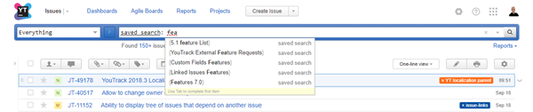Execute saved search from search box