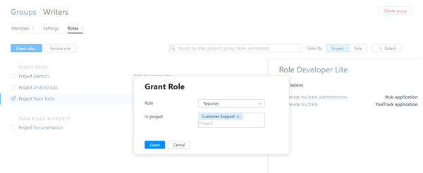 Grant role to group