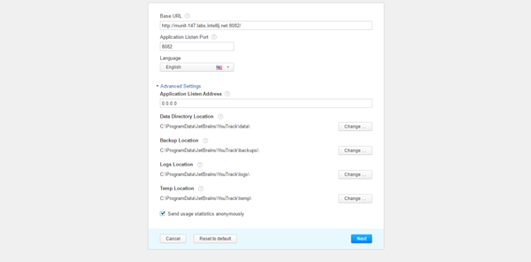 Install YouTrack advanced settings