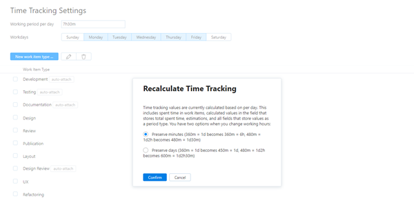 Recalculate time tracking