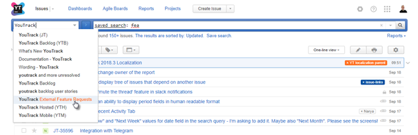 Saved search in context