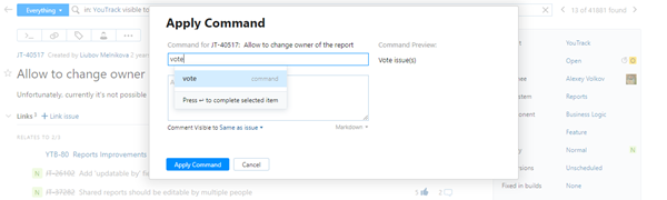 Vote issue command