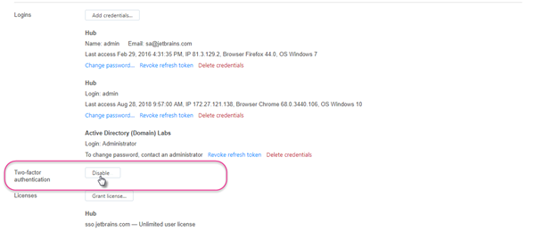 Disable two factor authentication Disable two factor authentication