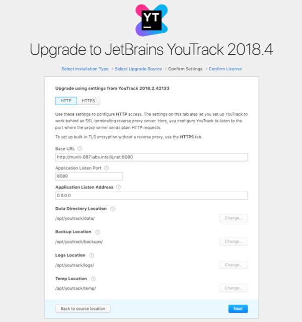 Docker upgrade confirm settings