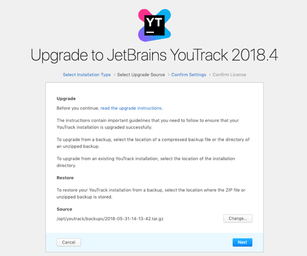 Select a source for upgrade