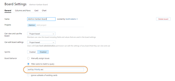 Explicit sort agile board settings Explicit sort agile board settings