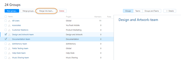 Merge multiple groups into team Merge multiple groups into team