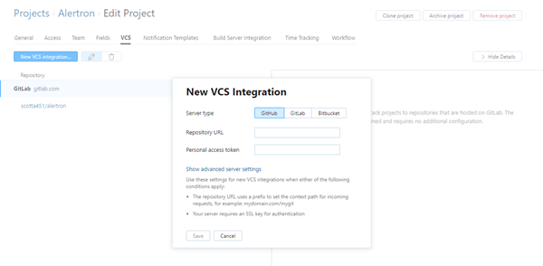 new GitHub VCS integration
