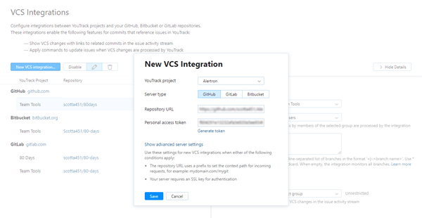 new GitHub VCS integration