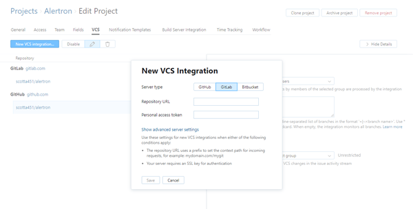 new GitLab VCS integration