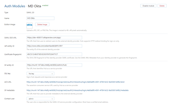 Okta idp configure auth module