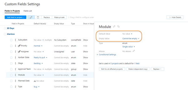 Required field enumerated type administration Required field enumerated type administration