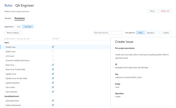 Roles permissions tab Roles permissions tab