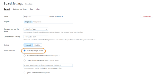 Scrumban general settings