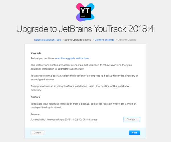 Select an upgrade source