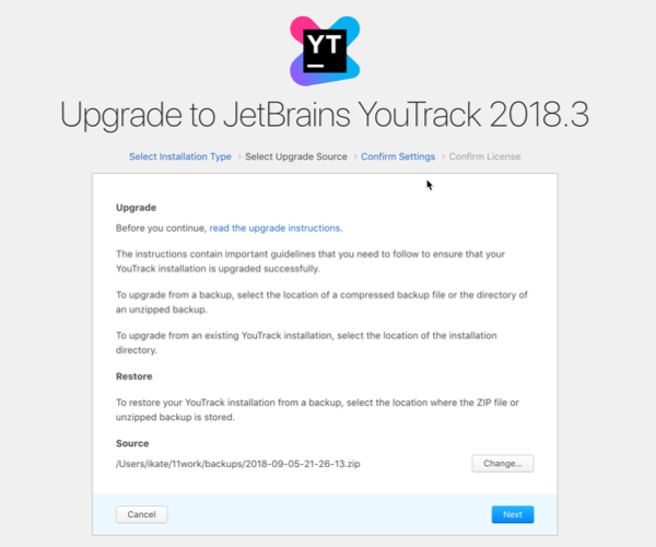 Select an upgrade source