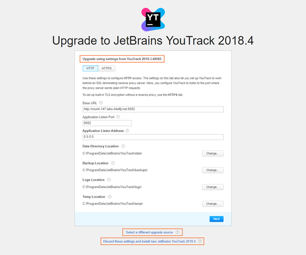 Configuration wizard upgrade source