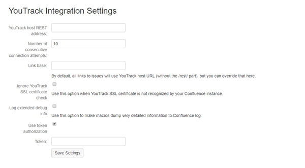YouTrack Integration settings