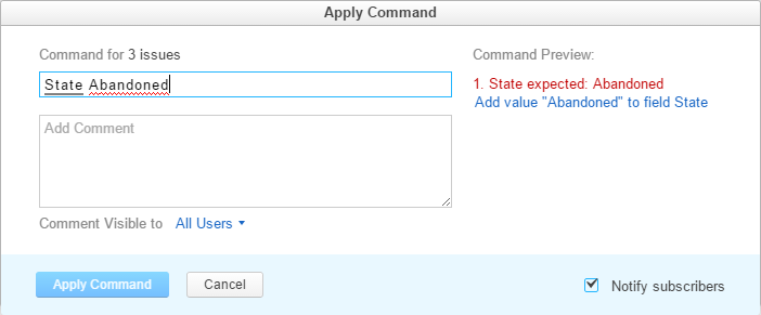 Add value in command dialog