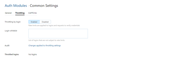 Auth module common settings throttling Auth module common settings throttling
