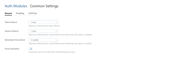 Auth modules common settings incloud Auth modules common settings incloud