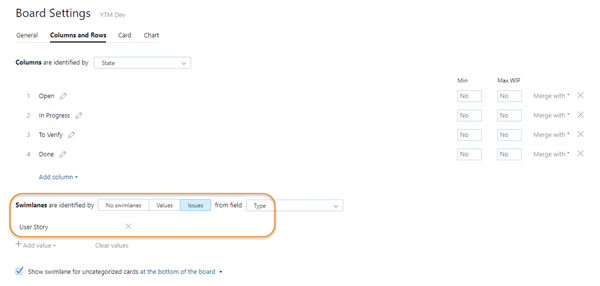 Epics board settings development