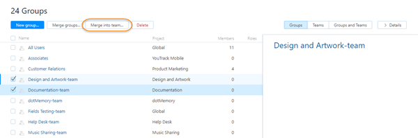 Merge multiple groups into team